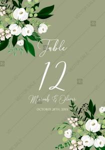 Table place card greenery herbal grass white peony watercolor pdf custom online editor 3.5''*5'' wedding photo - Table place card greenery herbal grass white peony watercolor pdf custom online editor 3.5''*5''