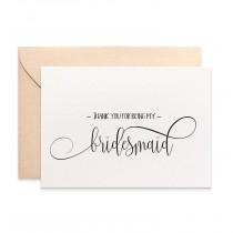 Thank you for being my Bridesmaid Card, Bridesmaid Thank You Card, Wedding Card, Script Font, Bridal Party Thank You Cards, WED059 wedding photo - Thank you for being my Bridesmaid Card, Bridesmaid Thank You Card, Wedding Card, Script Font, Bridal Party Thank You Cards, WED059