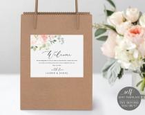 Floral Welcome Bag Label, 100% Editable, TRY BEFORE You BUY, Wedding Box Label Printable, Wedding Gift Bag Label, Instant Download wedding photo - Floral Welcome Bag Label, 100% Editable, TRY BEFORE You BUY, Wedding Box Label Printable, Wedding Gift Bag Label, Instant Download