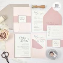 Blush and Dusty Rose Pocket Wedding Invitations, Blush and Champagne Wedding Invitations with Dusty Rose Accents wedding photo - Blush and Dusty Rose Pocket Wedding Invitations, Blush and Champagne Wedding Invitations with Dusty Rose Accents