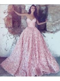 wedding photo -  Luxus Abendkleider Lang Rosa | Spitze Abendmoden Online Modellnummer: XY660