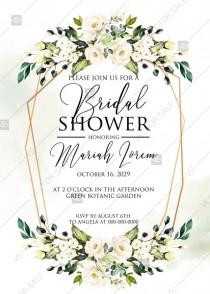 White rose peony greenery watercolor bridal shower invitation free custom online editor 5''*7'' wedding photo - White rose peony greenery watercolor bridal shower invitation free custom online editor 5''*7''