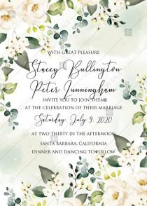 White rose peony greenery watercolor wedding invitation free custom online editor 5''*7'' wedding photo - White rose peony greenery watercolor wedding invitation free custom online editor 5''*7''