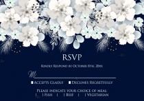 RSVP card white hydrangea navy blue background online invite maker 5''x 3.5'' wedding photo - RSVP card white hydrangea navy blue background online invite maker 5''x 3.5''