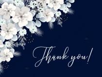 Thank you card white hydrangea navy blue background online invite maker 5.6''x 4.25'' wedding photo - Thank you card white hydrangea navy blue background online invite maker 5.6''x 4.25''