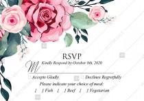 RSVP watercolor rose floral greenery PDF 5x3.5 in custom online editor floral greeting card wedding photo - RSVP watercolor rose floral greenery PDF 5x3.5 in custom online editor floral greeting card