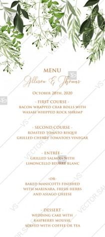 Menu design greenery herbal watercolor template edit online 4x9 in pdf wedding photo - Menu design greenery herbal watercolor template edit online 4x9 in pdf