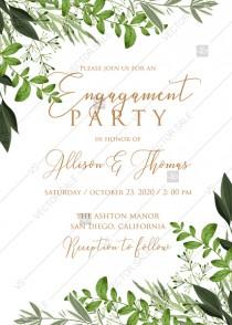 Engagement invitation watercolor greenery herbal template edit online 5x7 pdf wedding photo - Engagement invitation watercolor greenery herbal template edit online 5x7 pdf
