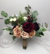 Wedding Bouquets, Bridal Bridesmaids Bouquets, Winter Wedding Bouquet, Burgundy blush Bouquet, Boho Bouquet, Peonies, Eucalyptus, Dusty Rose wedding photo - Wedding Bouquets, Bridal Bridesmaids Bouquets, Winter Wedding Bouquet, Burgundy blush Bouquet, Boho Bouquet, Peonies, Eucalyptus, Dusty Rose