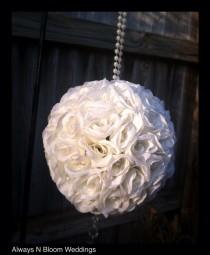 XL extra large white/ivory rose pomander wedding photo - XL extra large white/ivory rose pomander