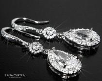 Bridal Cubic Zirconia Earrings, Teardrop Crystal Wedding Earrings, Chandelier Dangle Earrings, Sparkly Crystal Halo Earrings Prom Jewelry wedding photo - Bridal Cubic Zirconia Earrings, Teardrop Crystal Wedding Earrings, Chandelier Dangle Earrings, Sparkly Crystal Halo Earrings Prom Jewelry