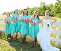 TDY Turquoise Short Straight Hem Infinity Dress Multiway Bridesmaid Dress Convertible Wedding Sorority Wrap Dress (Regular & Plus Size) wedding photo - TDY Turquoise Short Straight Hem Infinity Dress Multiway Bridesmaid Dress Convertible Wedding Sorority Wrap Dress (Regular & Plus Size)