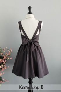 Charcoal gray dress gray Bridesmaid dress Wedding Prom dress Cocktail Party dress Evening dress Backless bow dress wedding photo - Charcoal gray dress gray Bridesmaid dress Wedding Prom dress Cocktail Party dress Evening dress Backless bow dress