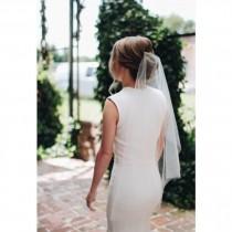 Wedding Veil Simplicity Short Cascade Waist Cut Edge, Bridal Veil CE36SW -Choose you color wedding photo - Wedding Veil Simplicity Short Cascade Waist Cut Edge, Bridal Veil CE36SW -Choose you color