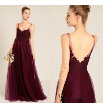 Bridesmaid Dress Burgundy Tulle Prom Dress Long Sweetheart A Line Backless Wedding Dress (HS691) wedding photo - Bridesmaid Dress Burgundy Tulle Prom Dress Long Sweetheart A Line Backless Wedding Dress (HS691)