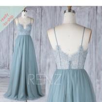 Bridesmaid Dress Long Pale Blue Tulle Party Dress Sweetheart Maxi Dress with Spaghetti Straps READY-TO-SHIP - HS548 wedding photo - Bridesmaid Dress Long Pale Blue Tulle Party Dress Sweetheart Maxi Dress with Spaghetti Straps READY-TO-SHIP - HS548