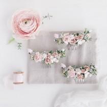 Flower hair comb, Blush Hair comb, flower hair clip, flower hair piece, bridal hair piece, wedding headpiece wedding photo - Flower hair comb, Blush Hair comb, flower hair clip, flower hair piece, bridal hair piece, wedding headpiece