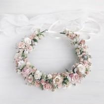 Flower crown, Blush flower crown, Flower crown wedding wedding photo - Flower crown, Blush flower crown, Flower crown wedding