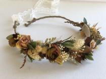 Natural Grains flower crown- Dried Flower Crown- Preserved Flower Crown- Fall Wedding- Flower Crown wedding photo - Natural Grains flower crown- Dried Flower Crown- Preserved Flower Crown- Fall Wedding- Flower Crown