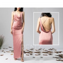 Party Dress Dusty Rose Satin Chiffon Evening dress Slit Asymmetrical Draped V Neck Maxi Dress One Shoulder Backless Bridesmaid Dress (H573) wedding photo - Party Dress Dusty Rose Satin Chiffon Evening dress Slit Asymmetrical Draped V Neck Maxi Dress One Shoulder Backless Bridesmaid Dress (H573)
