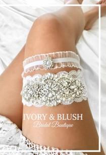 wedding photo - WHITE Wedding Garter - Wedding Garter Set Bridal Garter - Style #W0117