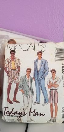 wedding photo - McCalls mens unlined jacket shirt and pants or shorts sizes 38 to 40 some precut pieces