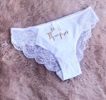 wedding photo - Bridal Underwear - Personalized Panties - Bride Panties - Bachelorette Gift - Bridal Shower Gift - White Lace Underwear - P001