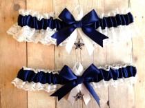 wedding photo - Dallas Cowboys Wedding Garter Set   Lace   Handmade  keepsake and toss NNWG