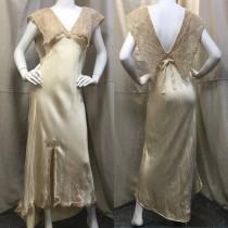 wedding photo - Vintage Silk Lingerie Set with Panties // Retro 30s 40s Satin Wedding Negligee Set Extra Small