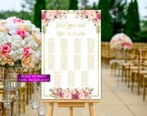 wedding photo - Floral Wedding seating chart printable gold wedding seating chart printable Floral Wedding seating chart personalized alphabetical boho,31g