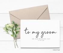 wedding photo - Wedding Card to Groom on Wedding Day, Groom Gift for Wedding Day, To My Groom Note Card for New Husband, Our Wedding Day Card, Wedding Day