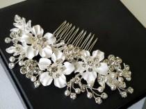 wedding photo -  Bridal Crystal Hair Comb, Wedding Hair Comb, Floral Bridal Hair Piece, Wedding Headpiece, Silver Crystal Hair Comb, Bridal Hair Jewelry