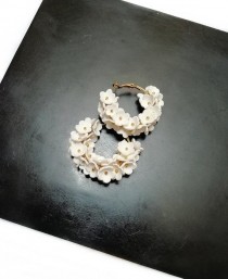wedding photo -  Floral wedding earrings. Bridal earrings. Porcelain flowers earrings.