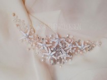 wedding photo -  mermaid hair piece|peach starfish hair clip|beach wedding hair accessories|seashell hairpiece costume Ariel Bridal hair comb|ariel's tiara