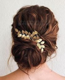 wedding photo -  Gold leafs boho headpiece supply|laurel hair comb|bridal accessories|woodland wedding headpiece for bride|gold leaf Vine hairpiece|