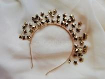 wedding photo -  Gold stars Bridal Crown|Celestial Wedding Headpiece|Star Halo|Headband Prom|Tiara Hair Accessory|Star Hair Jewelry|Brass Flower vrown