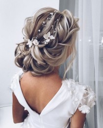 wedding photo -  Flower hair pieces for wedding|swarovski crystal hair accessories|floral hair piece|tocados de novia|bride headpieces|haarkamm rosegold