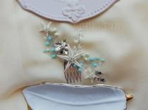 wedding photo -  blue beach wedding hair accessories|Starfish hair comb|Seashell headpiece wedding hair pearls jewelry bridal hair shell complementos novia