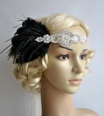 wedding photo - Rhinestone flapper Gatsby Headband, Wedding Headband, Crystal Headband, Wedding Headpiece, Halo Bridal Headpiece, 1920s Flapper headband