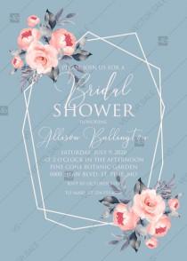 wedding photo - Peony bridal shower invitation floral watercolor card template online editor pdf 5x7 in