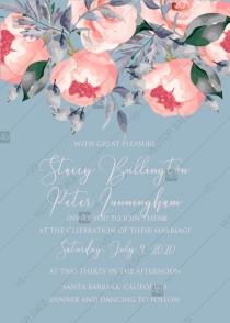 wedding photo - Peony wedding invitation floral watercolor card template online editor pdf 5x7 in