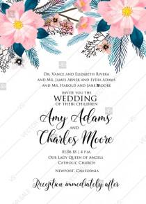 wedding photo - Romantic blush pink peony bouquet bride wedding invitation template design PDF 5x7 in online editor