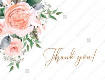 wedding photo - Thank you card peach rose watercolor greenery fern wedding invitation PDF 5.6x4.25 in online editor