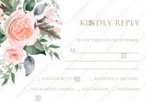 wedding photo - Response RSVP card peach rose watercolor greenery fern wedding invitation PDF 5x3.5 in online editor