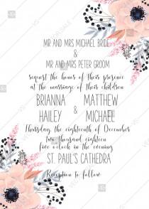 wedding photo - Anemone wedding invitation card printable template blush pink watercolor flower PDF 5x7 in online editor