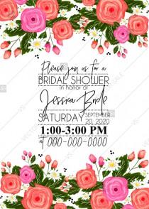 wedding photo - Rose bridal shower invitation card printable template PDF template 5x7 in online editor