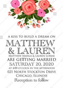 wedding photo - Rose wedding invitation card printable template PDF template 5x7 in personalized invitation