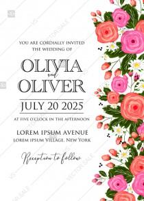 wedding photo - Rose wedding invitation card printable template PDF template 5x7 in online maker