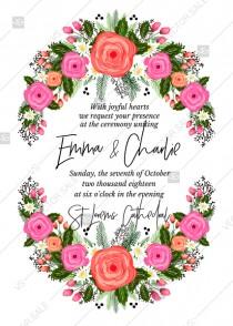 wedding photo - Rose wreath wedding invitation card printable template PDF template 5x7 in PDF maker
