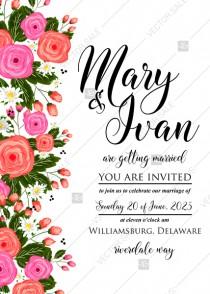 wedding photo - Rose wedding invitation card printable template PDF template 5x7 in wedding invitation maker